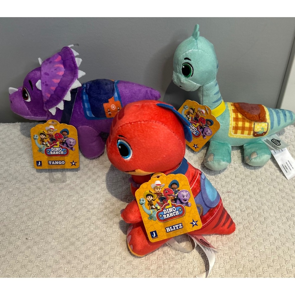 Dino Ranch Plush Set 3 Blitz Tango Clover Jazwares Stuffed Animal Toys NWT
